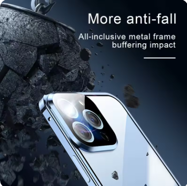 IPhone 16 pro max用の両面磁気ガラスケース,ロックバックル,360 ° 完全保護